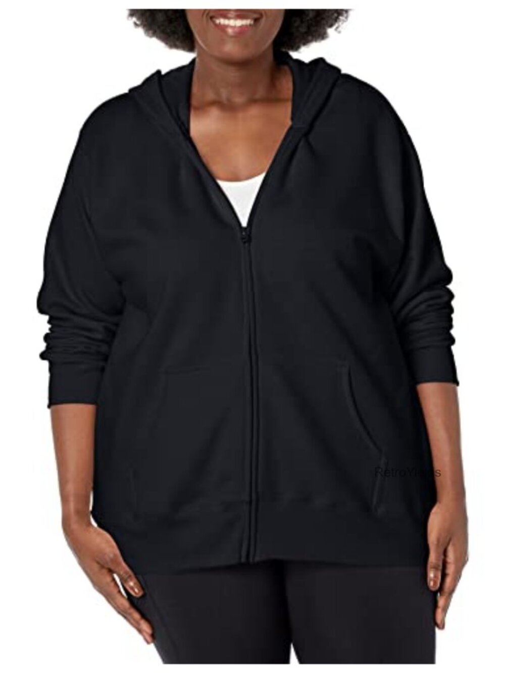 Plus Size Zip-Up Fleece Hoodie, Cotton Blend, Warm Athletic Sweatshirt